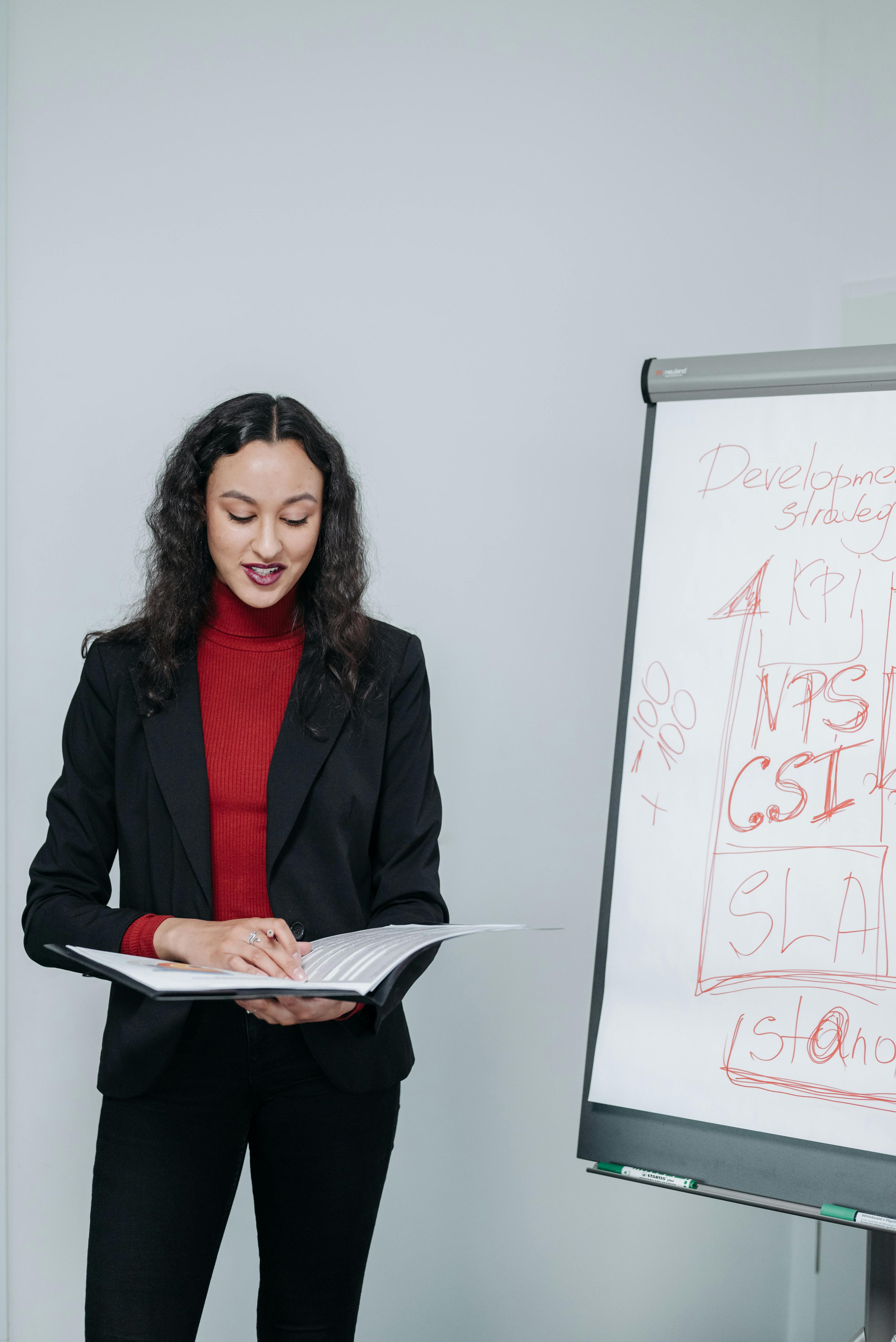 Entrepreneur preparing to present their business